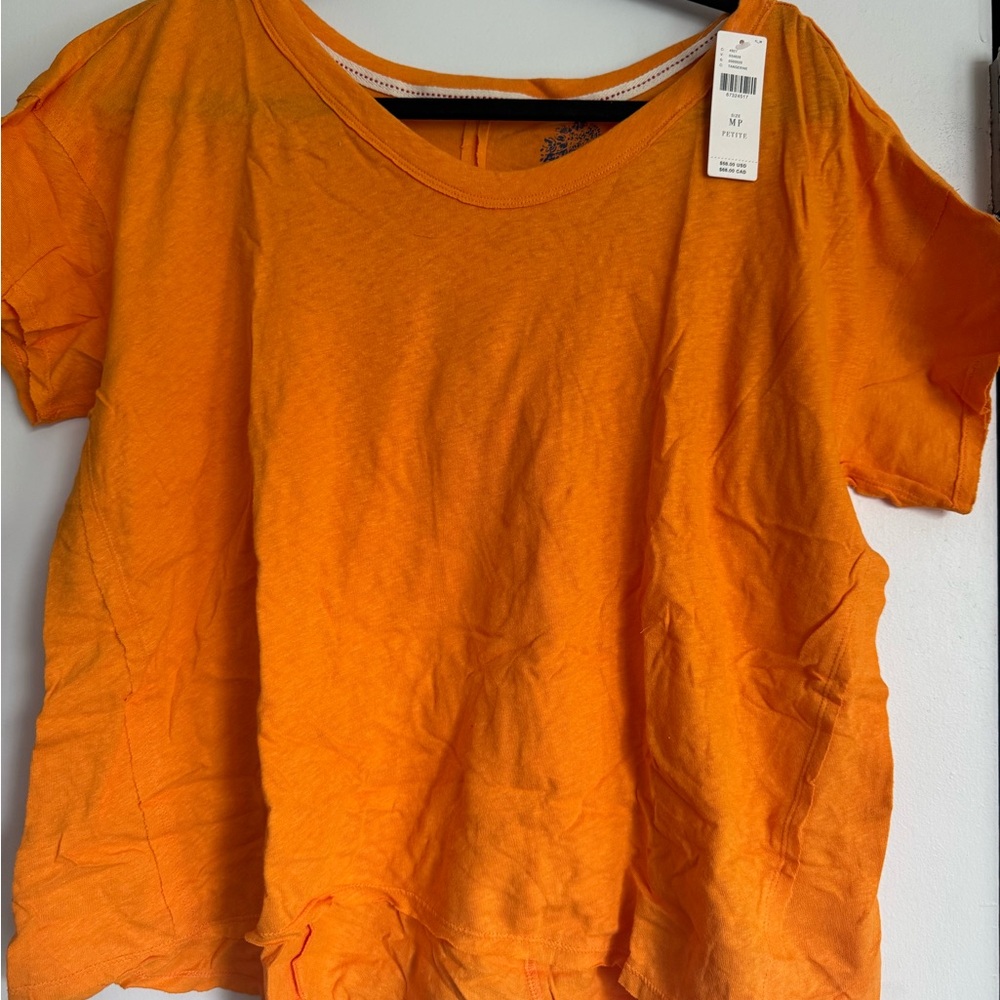 Anthropologie Vibrant Orange Short Sleeve Tee